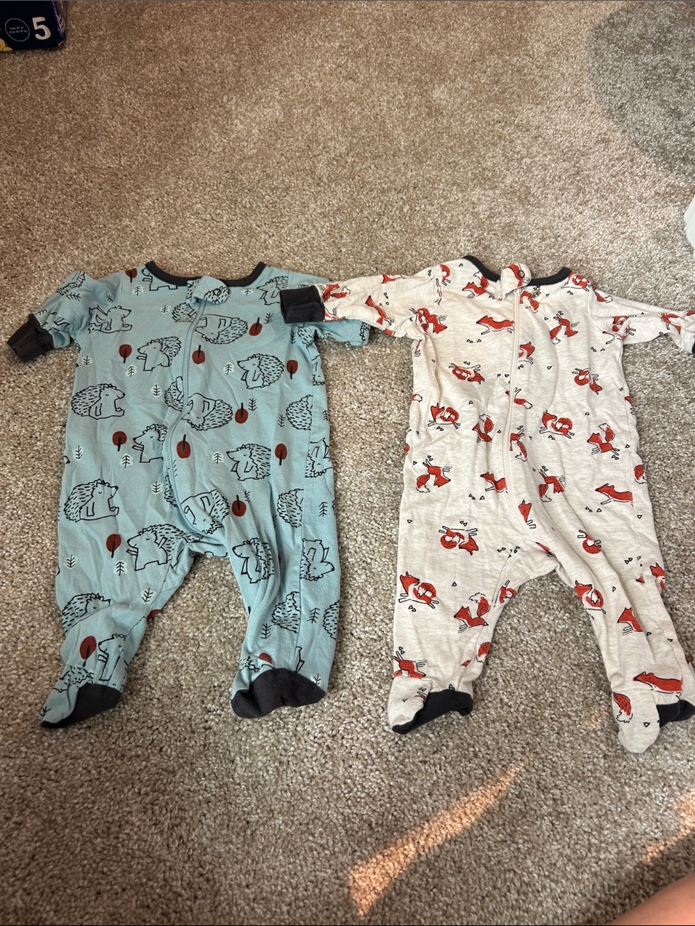 Two Pack Baby One-Piece Sleepers in Blue and Cream